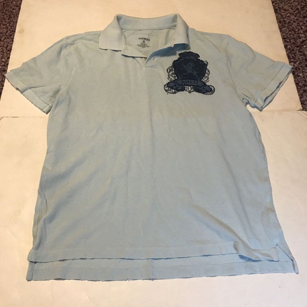 Express Men Shirt Size M Blue Short Sleeve 3957